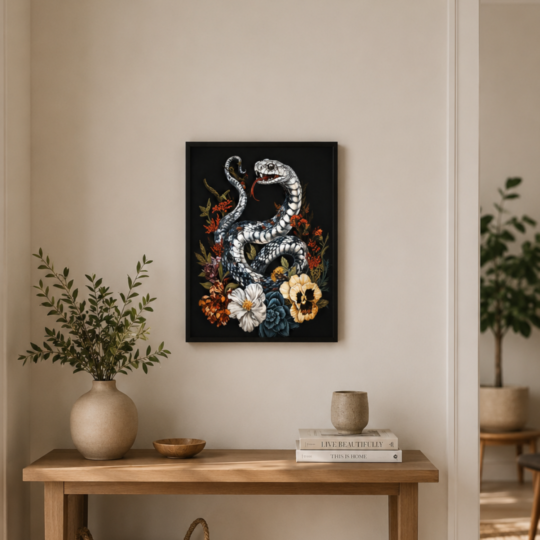 Gothic Snake Floral Canvas Print