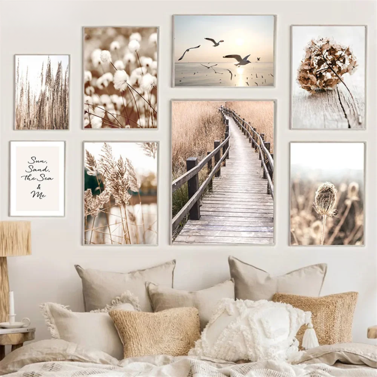 Dried Flowers, Reeds & Lake Bird Canvas Print