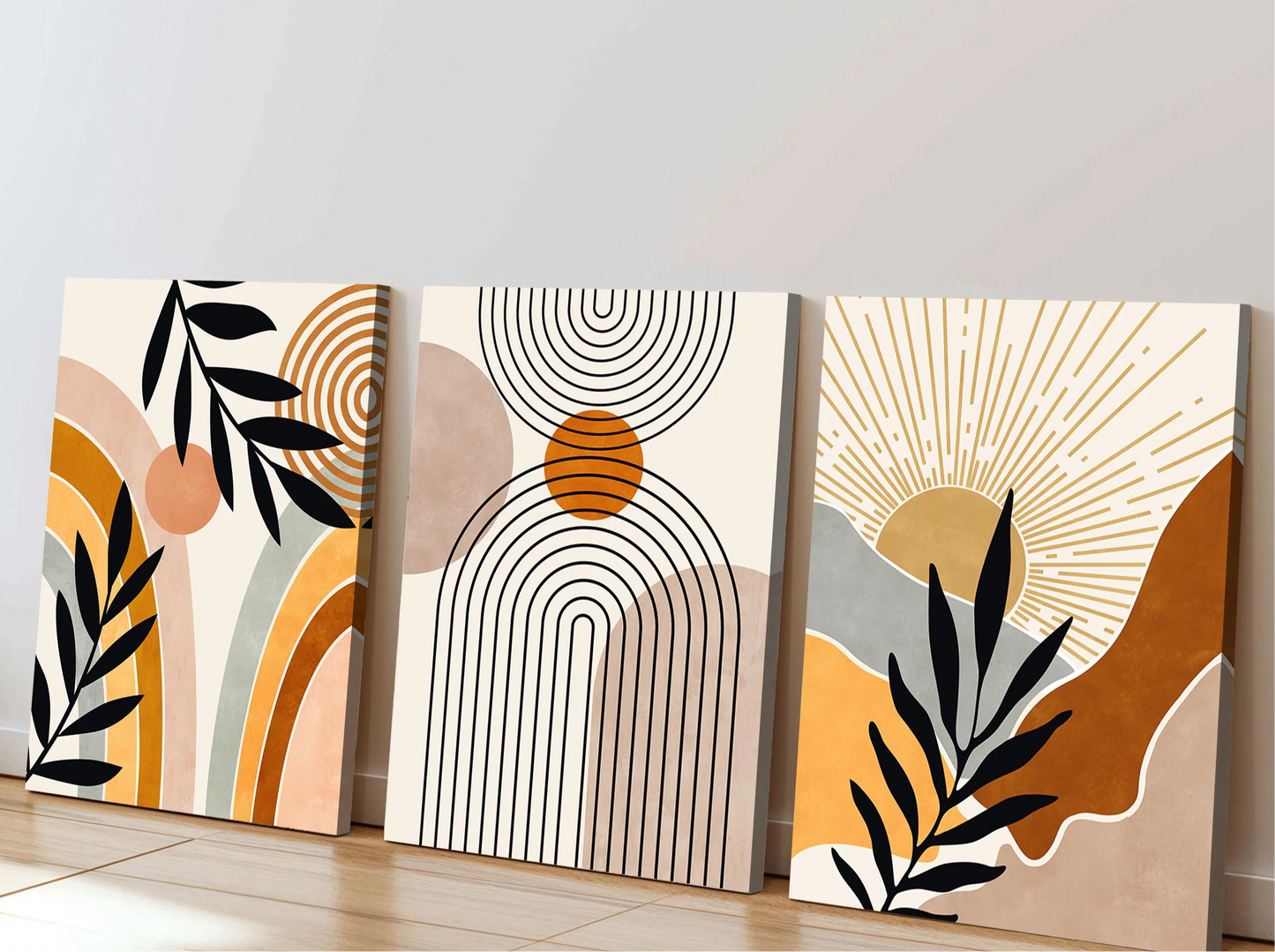 Bohemian Abstract Geometric Canvas - Set Of 3
