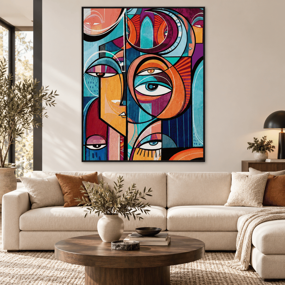 Layered Perspectives Abstract Faces Canvas Print