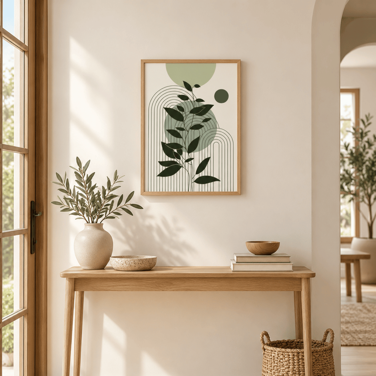 Sage Botanical Arches Canvas Print