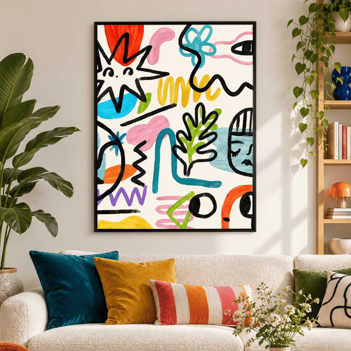 Playful Scribble Shapes Canvas Print