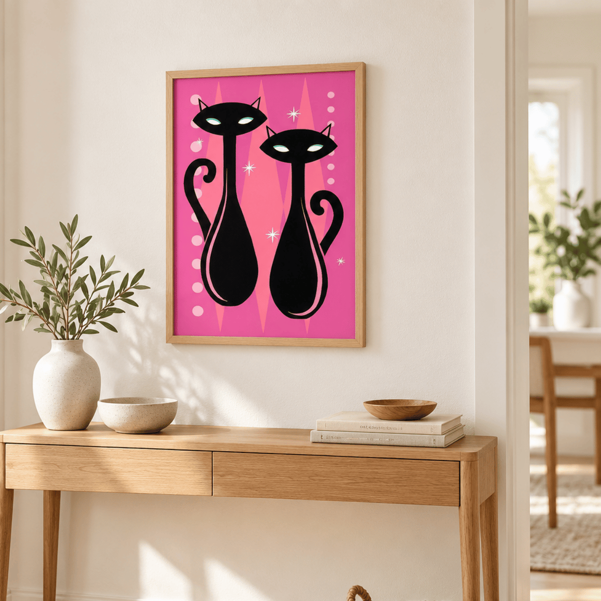 Pink Atomic Cat Duo Canvas Print
