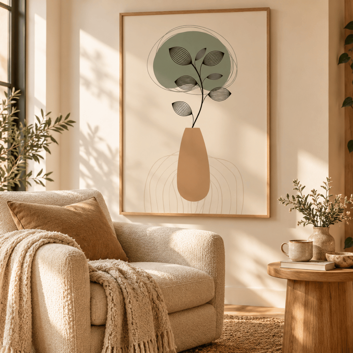 Sage Leaf Vase Canvas Print