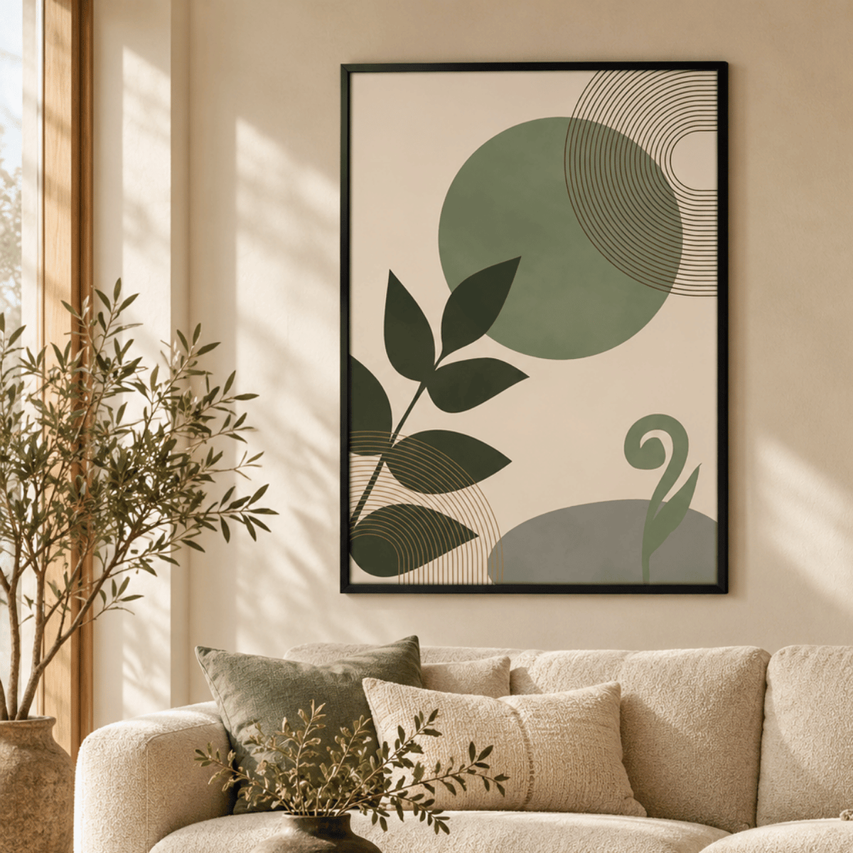 Sage Solstice Leaves Canvas Print