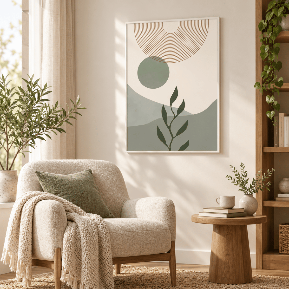 Sage Horizon Botanical Canvas Print