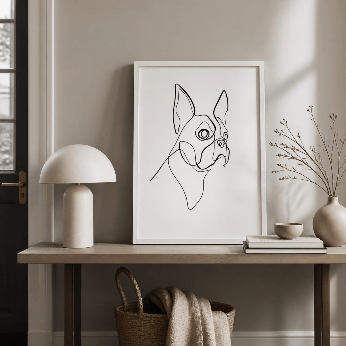 Boston Terrier Line Art Canvas Print
