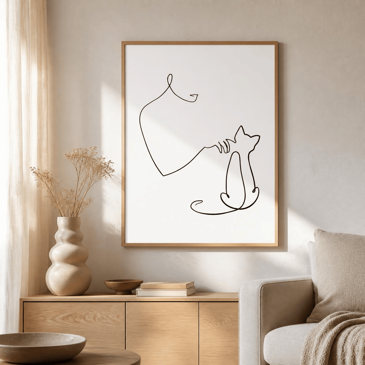 Quiet Bond Cat Line Art Canvas Print