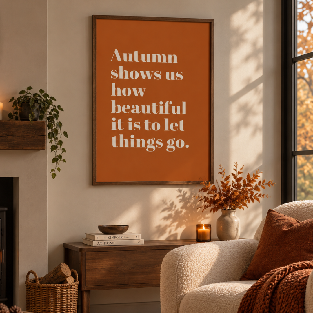 Autumn Letting Go Quote Canvas Print