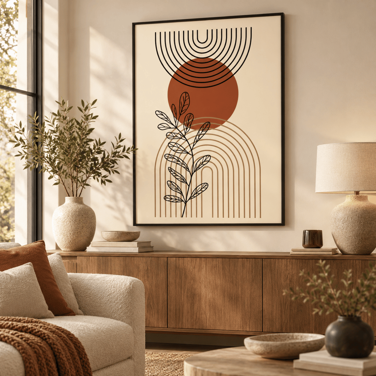 Terracotta Halo Botanical Canvas Print