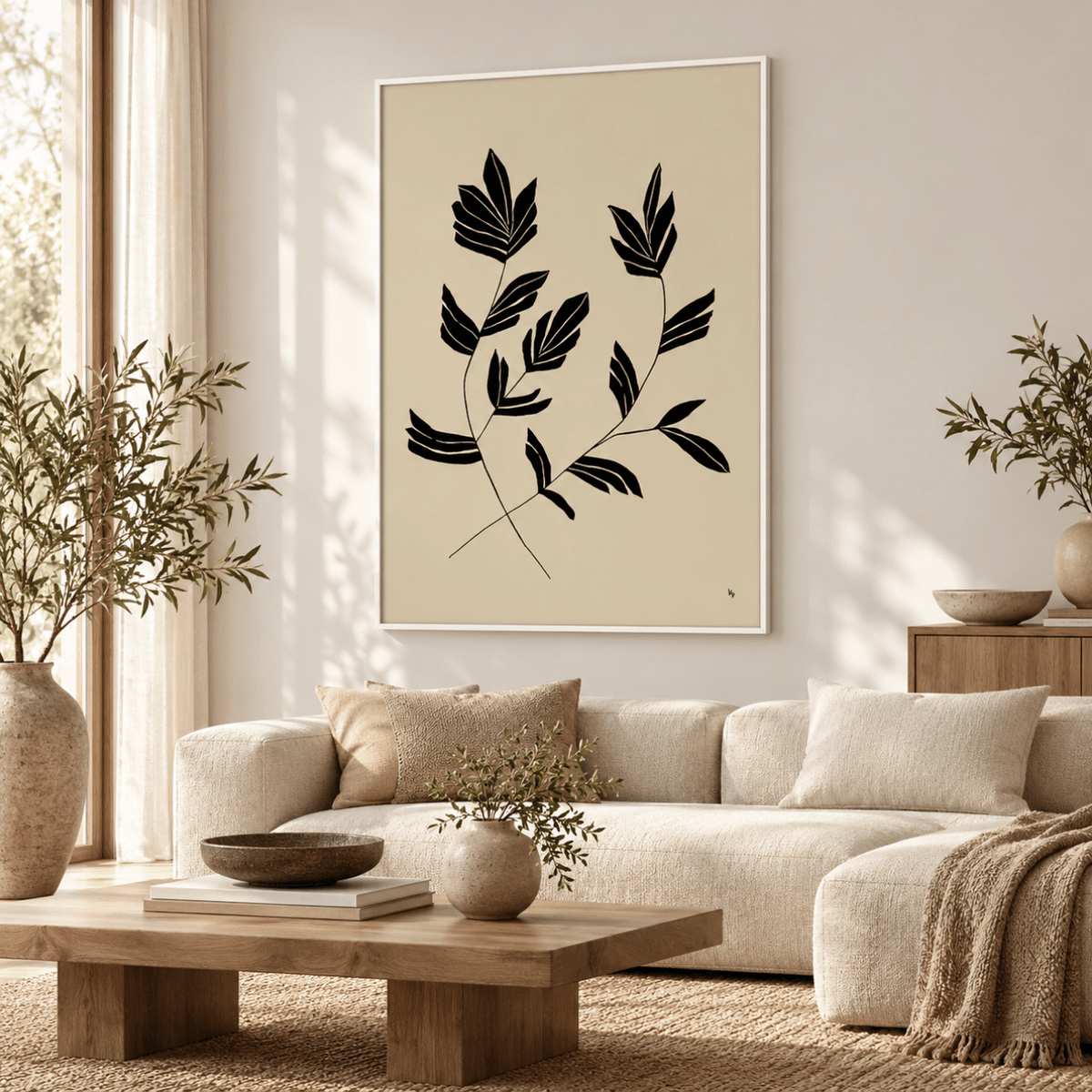 Black Leaf Twin Silhouette Canvas Print