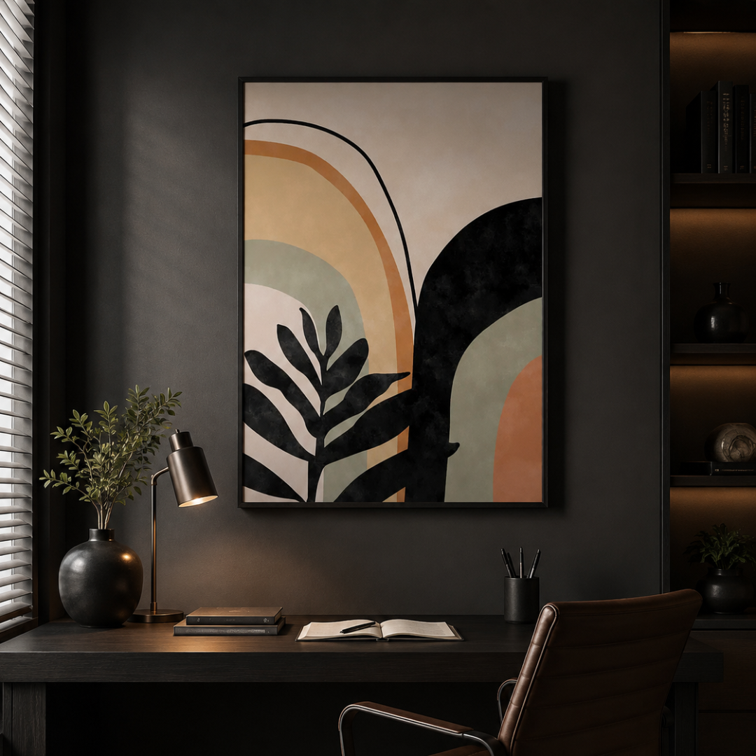 Boho Abstract Botanical Arch Canvas Print