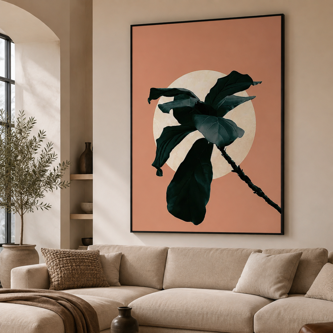 Midnight Fiddle Leaf Boho Canvas Print