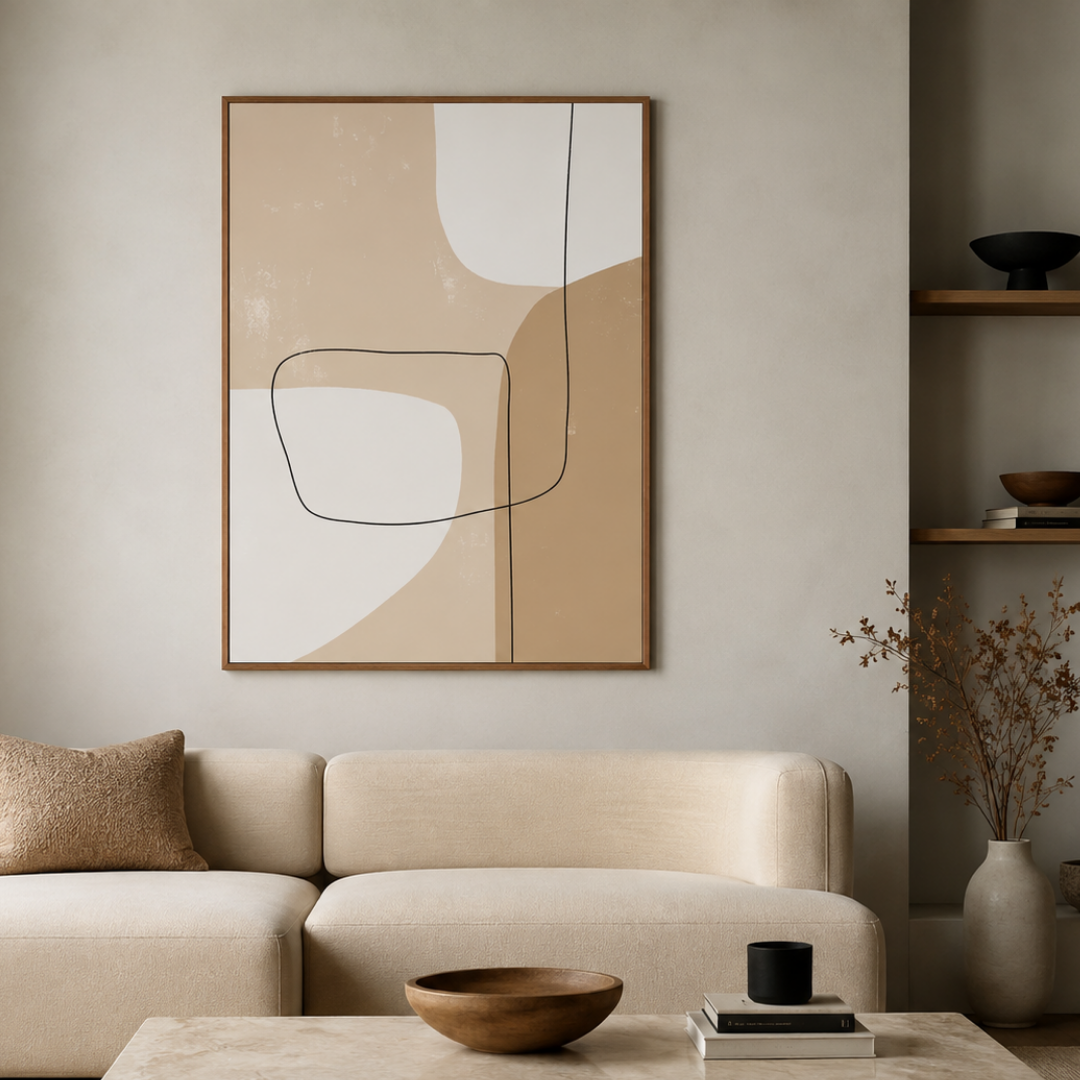 Soft Divide Neutral Abstract Canvas Print