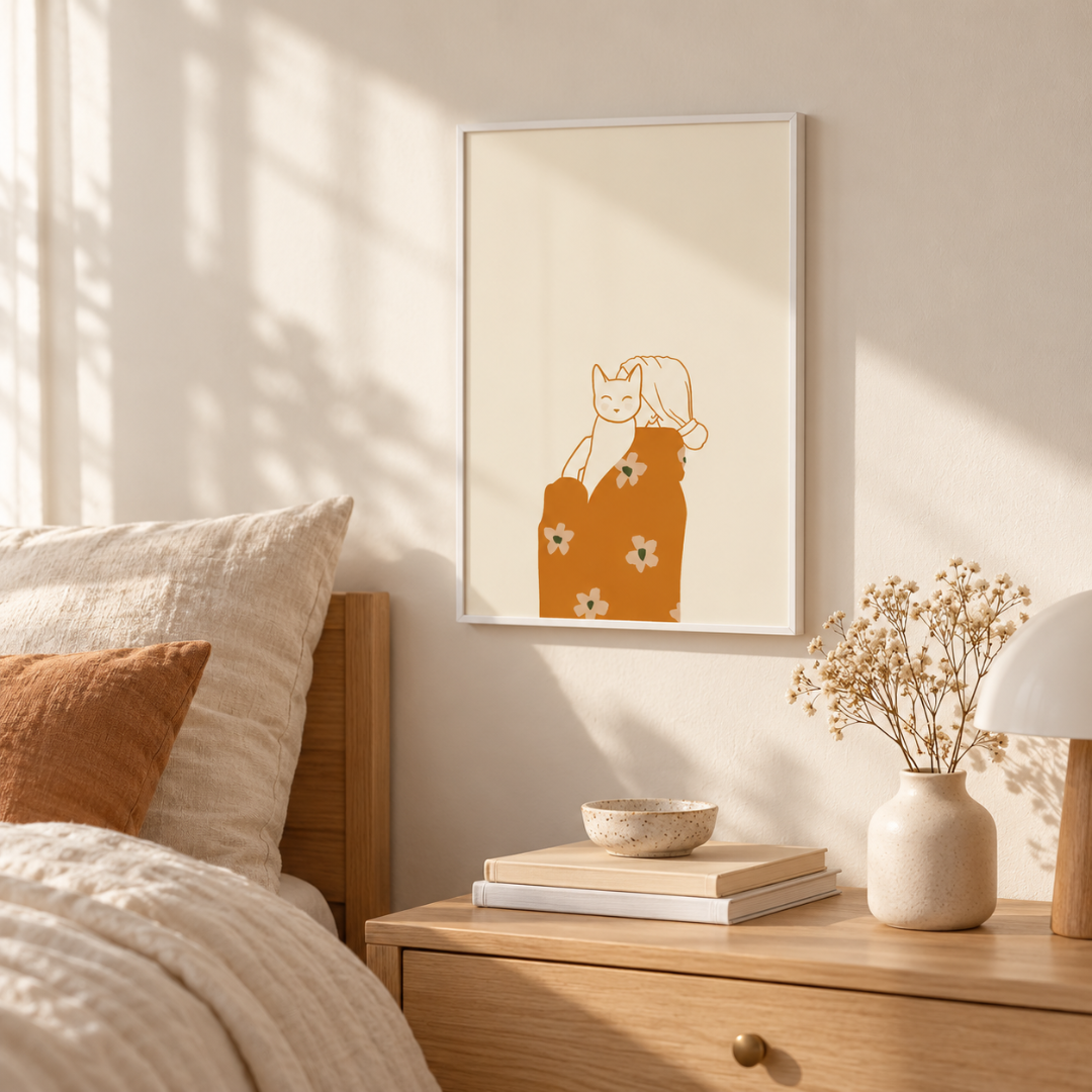 Floral Embrace Cat Canvas Print