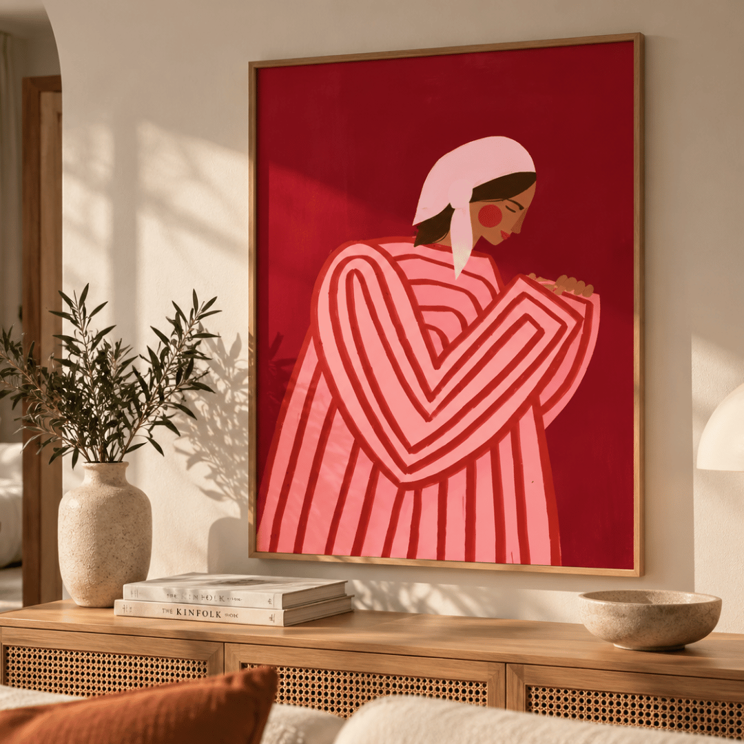 Crimson Reverie Figurative Canvas Print