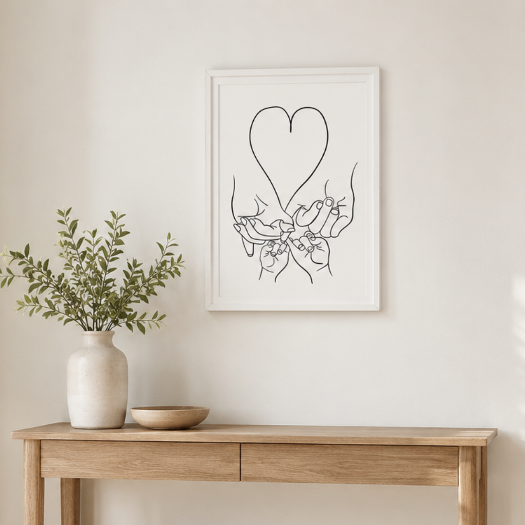 Bound by Love Family Hands Line Art Canvas Print