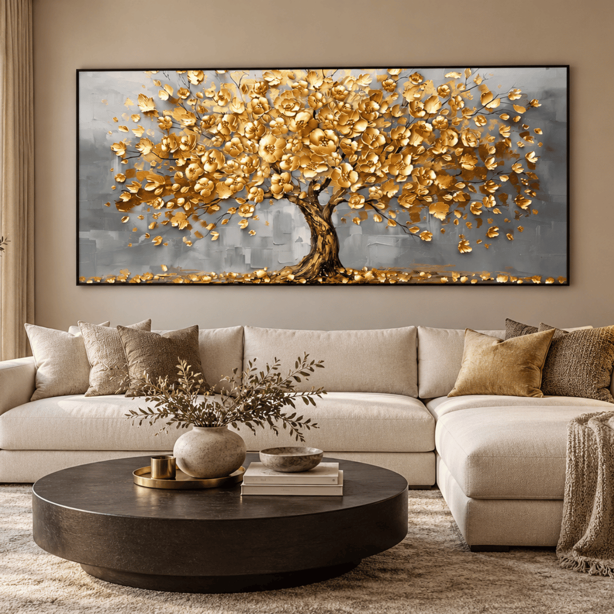 Golden Bloom Tree Canvas Print