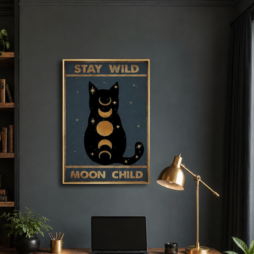 Stay Wild Moon Child Celestial Cat Canvas Print