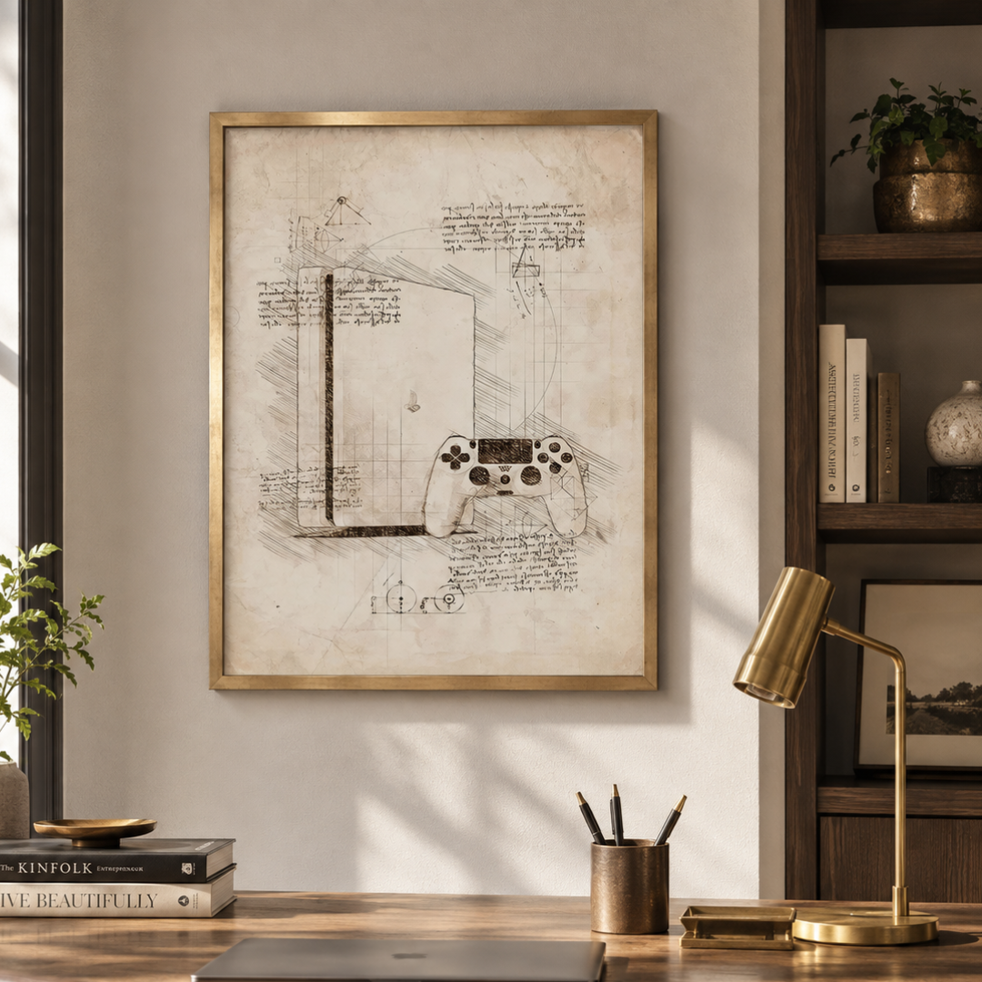 Vintage Next-Gen Gaming Console Blueprint Canvas Print
