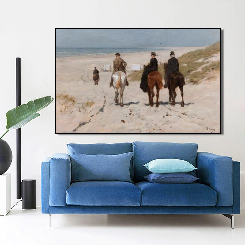 Morning Ride Along the Beach – Anton Mauve Inspired Canvas Print