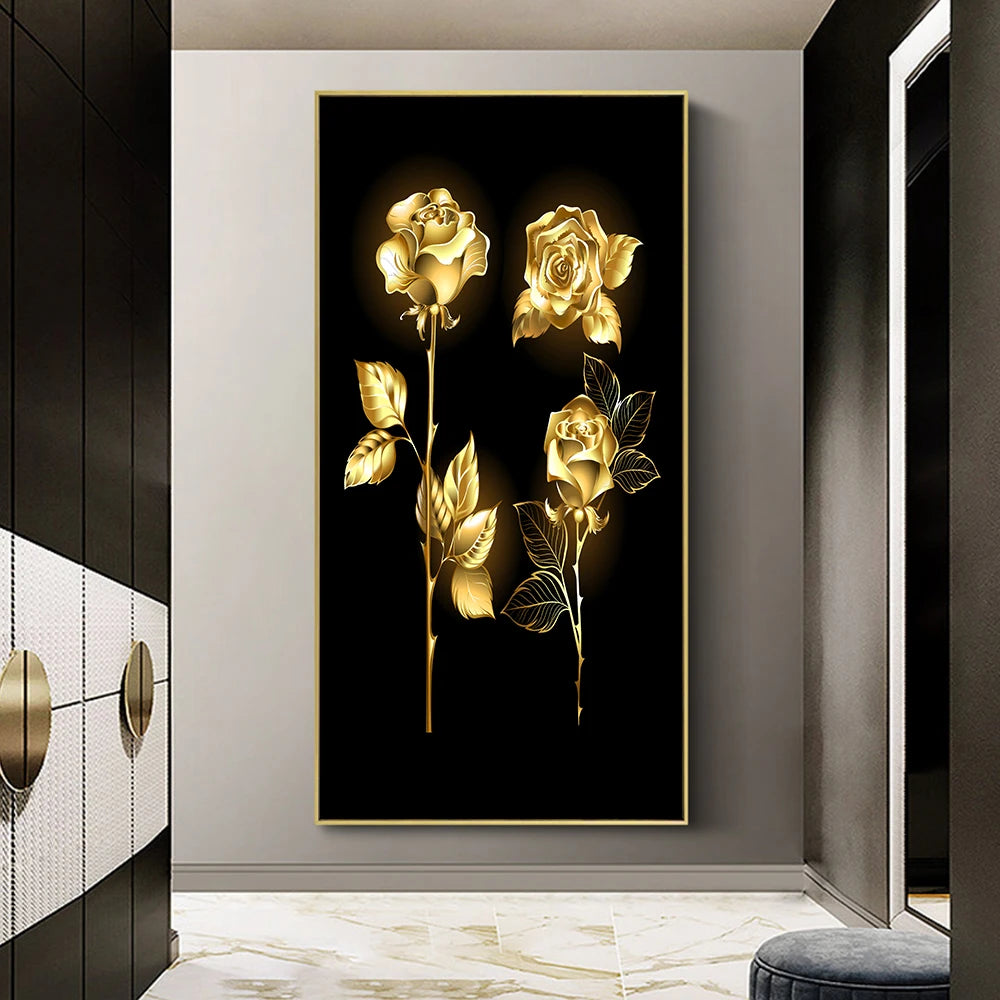 Golden Trio Rose Canvas Print