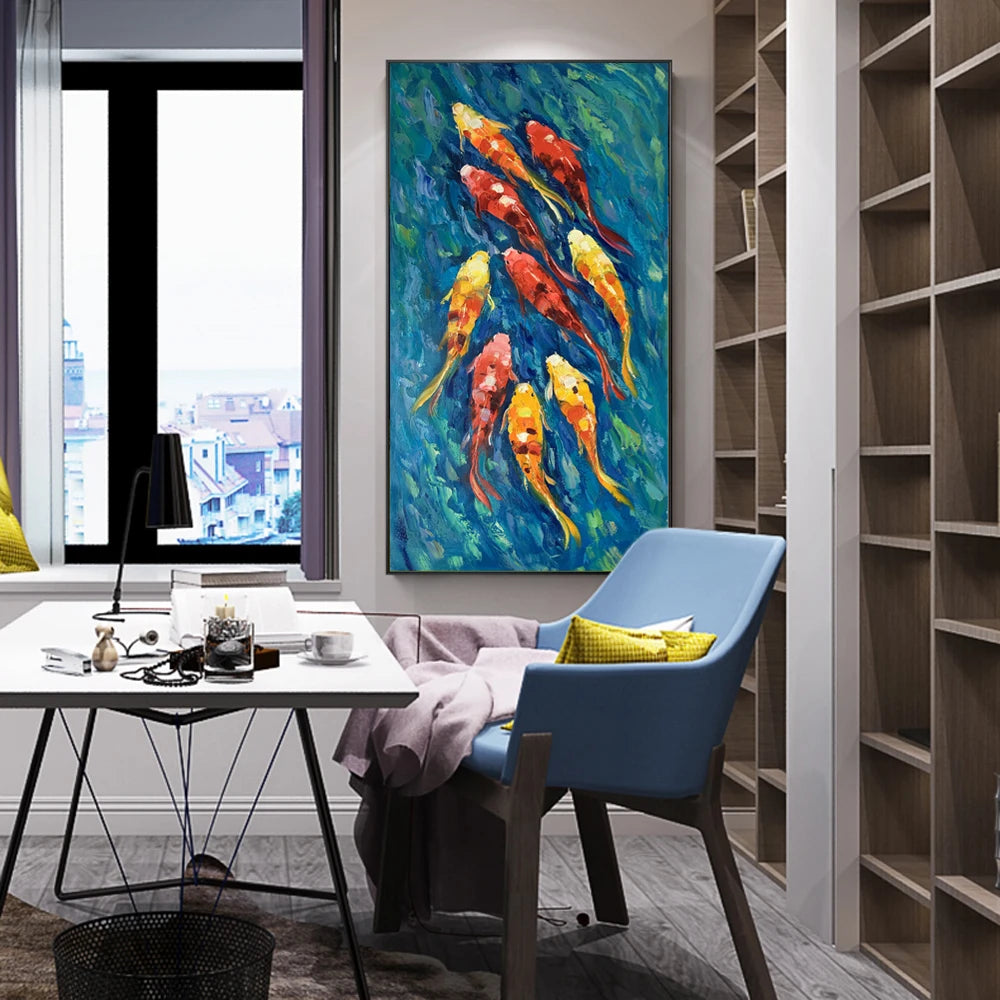 Abstract Swimming Fish Canvas Print