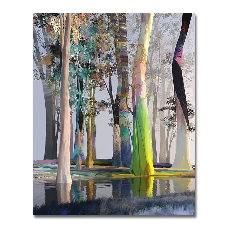 nordic colorful tree of life oil painting canvas