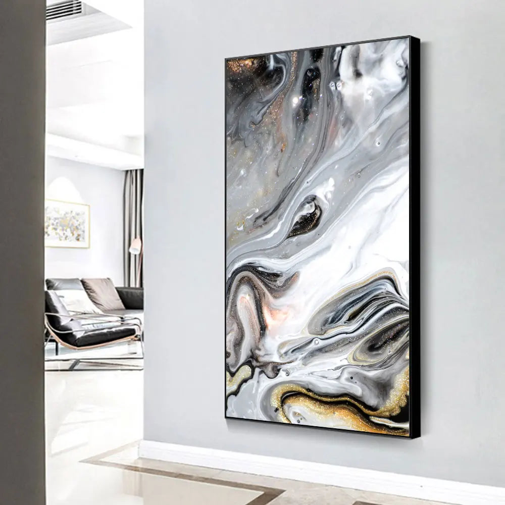 large abstract black ink oil modern canvas wall art