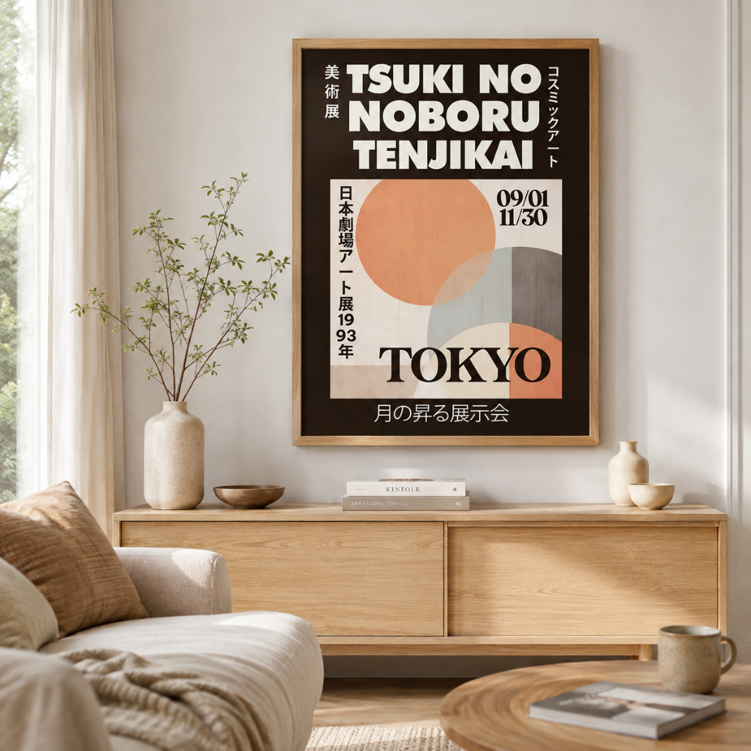 Tokyo Moonrise Geometric Exhibition Canvas Print