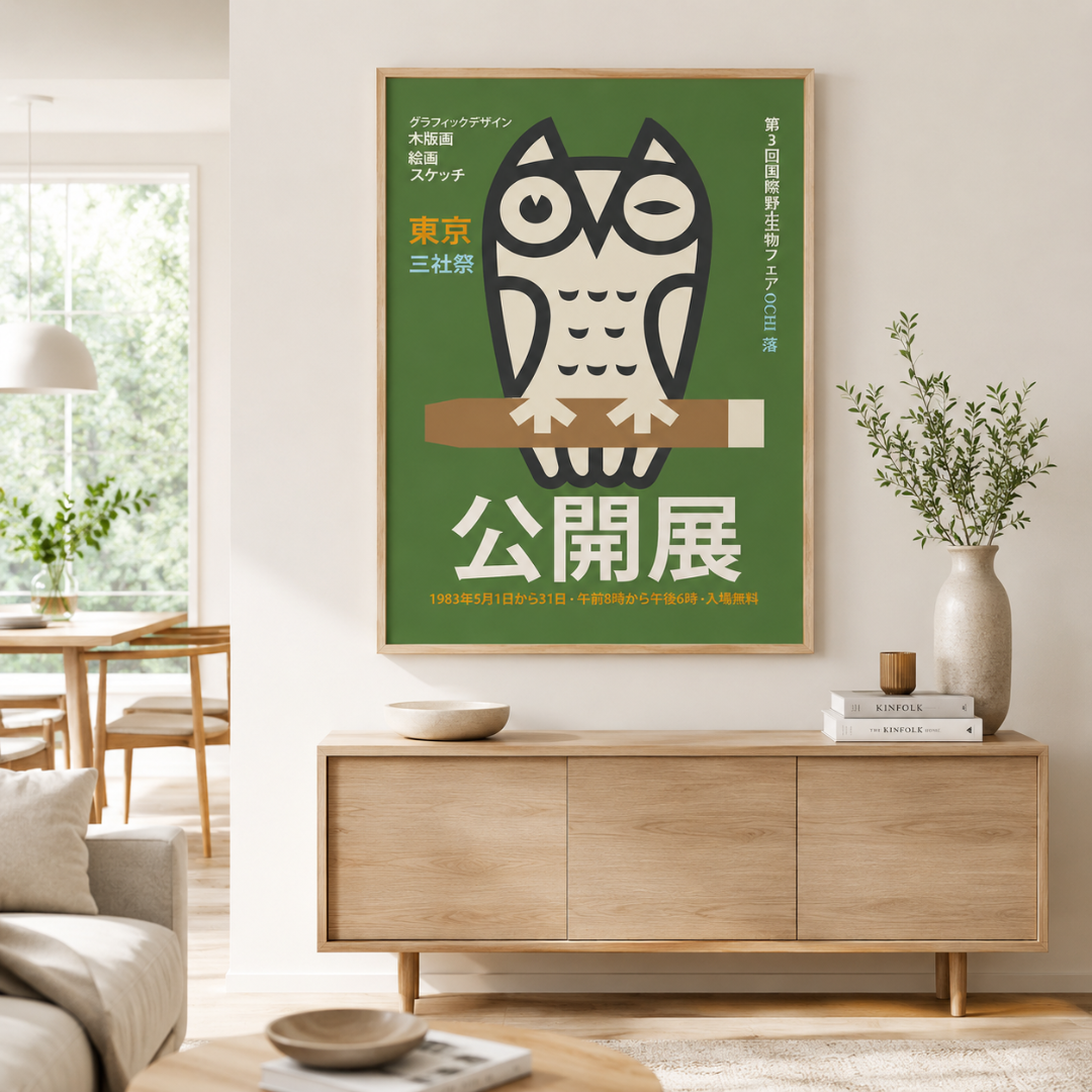 Japanese Tokyo Owl Exhibition Canvas Print