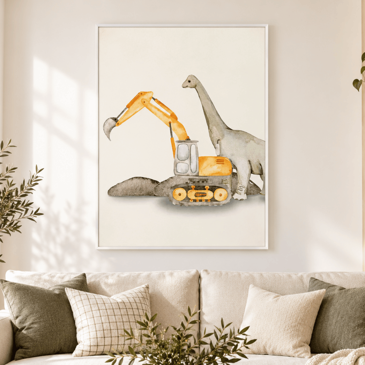 Long Neck Dino Excavator Canvas Print