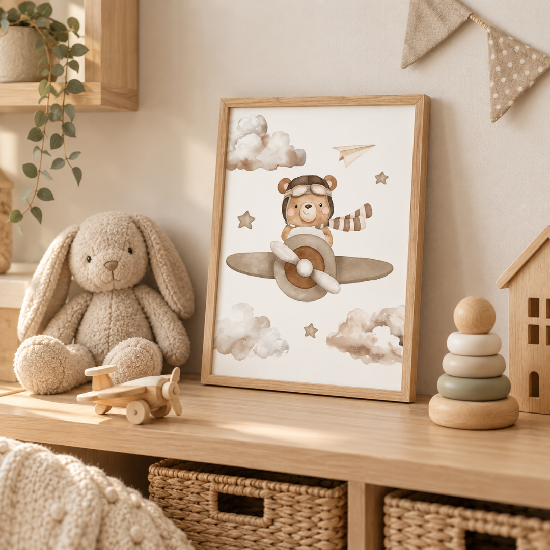 Cute Little Aviator Bear Canvas Print
