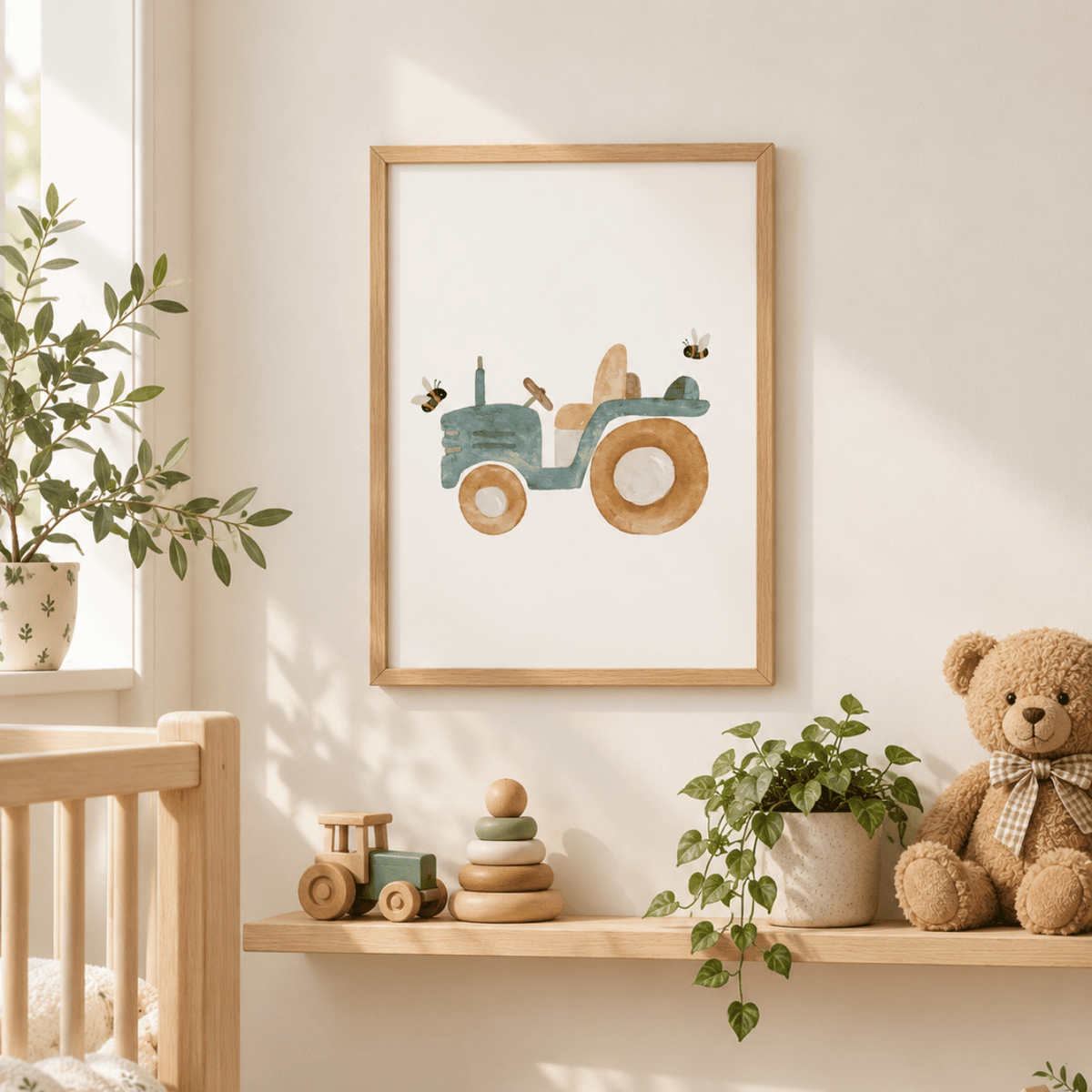 Little Green Tractor Canvas Print