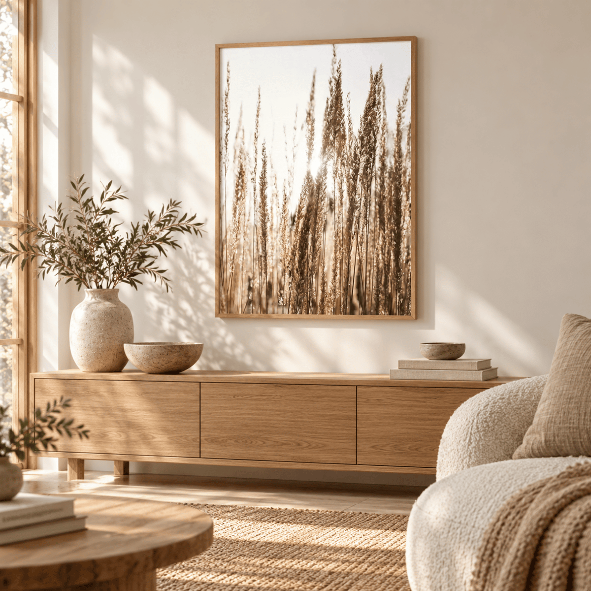 Sunlit Meadow Reeds Canvas Print