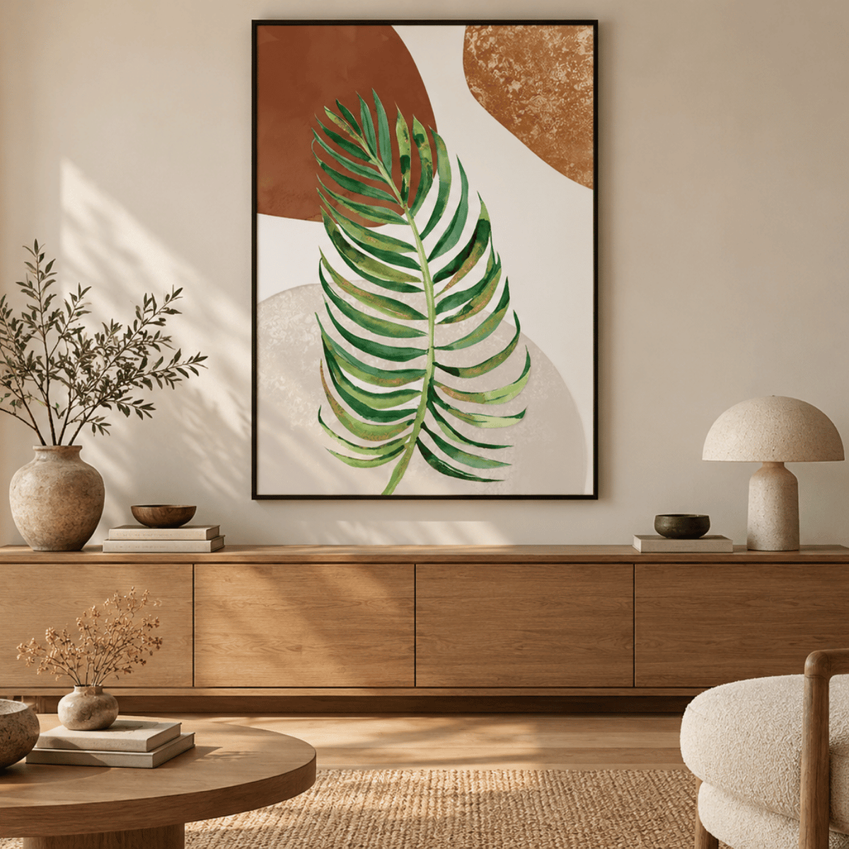 Terracotta Palm Frond Canvas Print