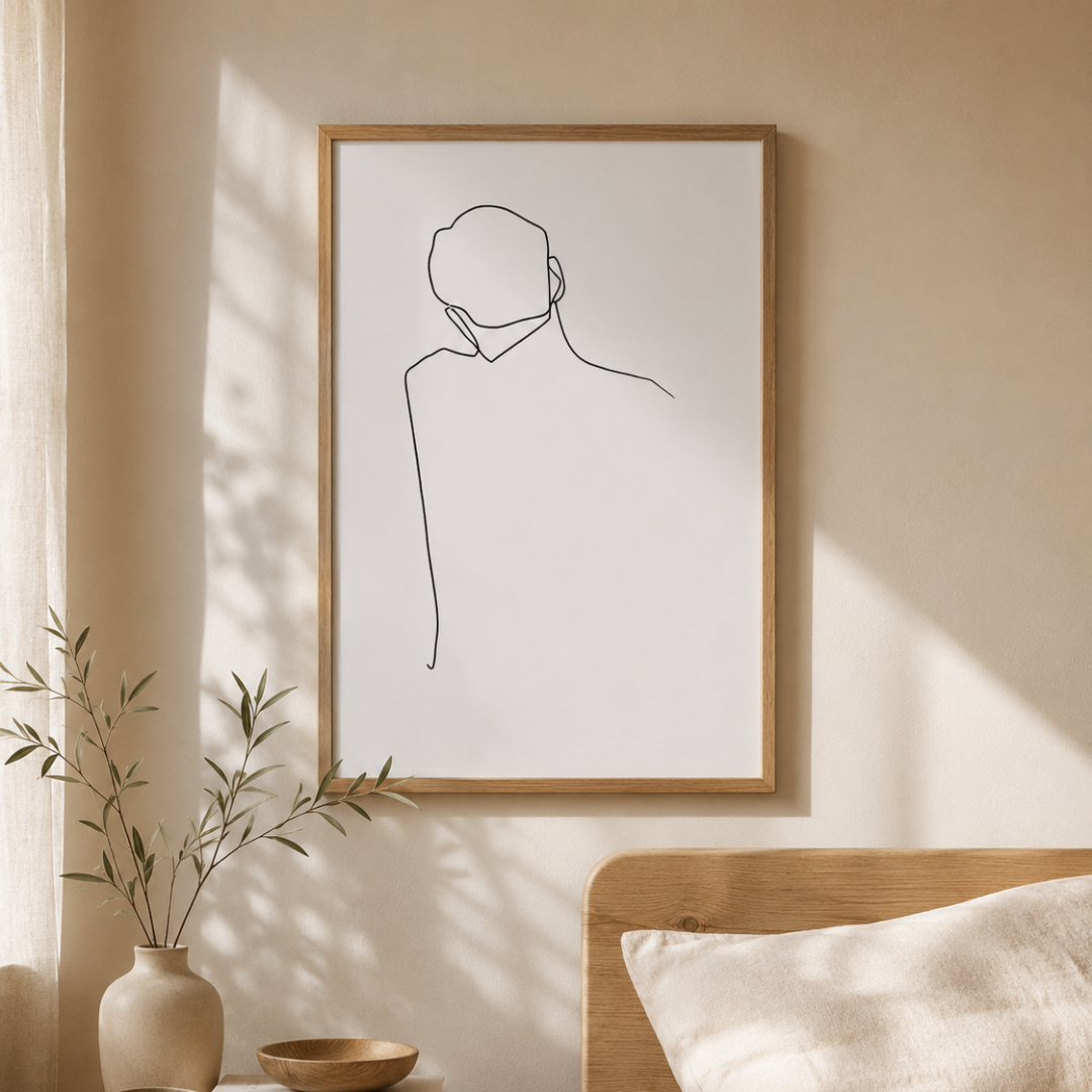 Turning Away Minimalist Figure Line Art Canvas Print