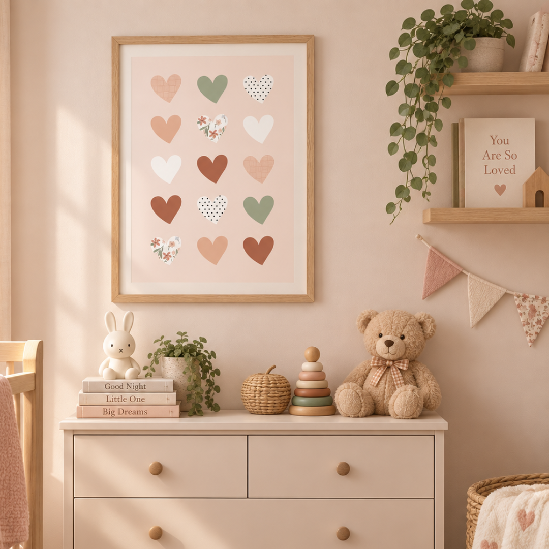 Patchwork Hearts Pastel Canvas Print