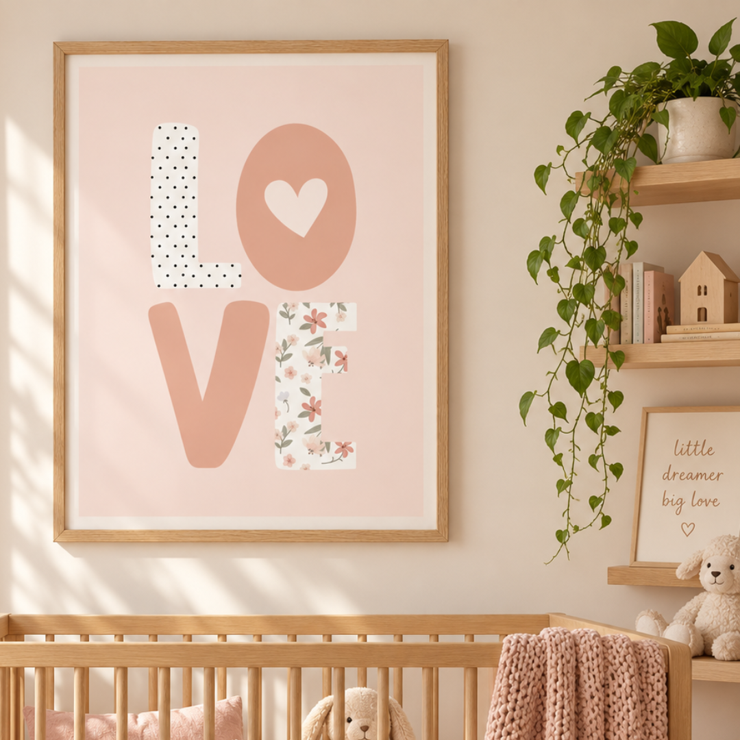 Blossom Love Typography Canvas Print
