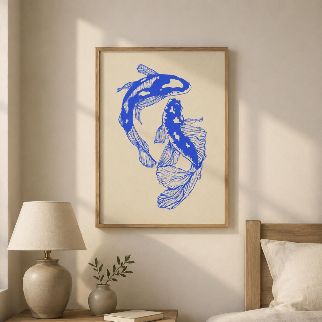 Japanese Blue Koi Fish Canvas Print