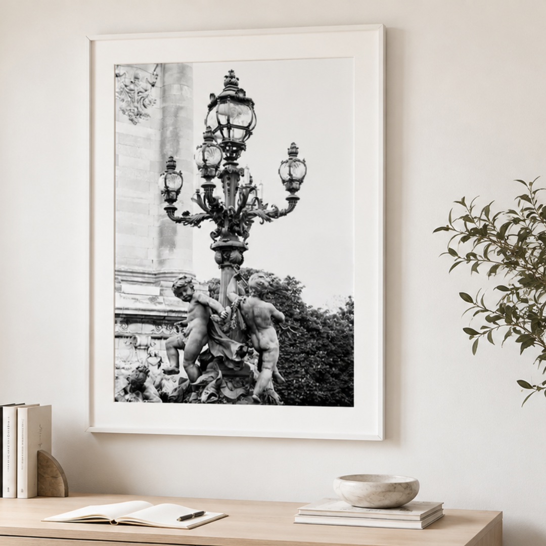 Belle Époque Angels Black & White Canvas Print