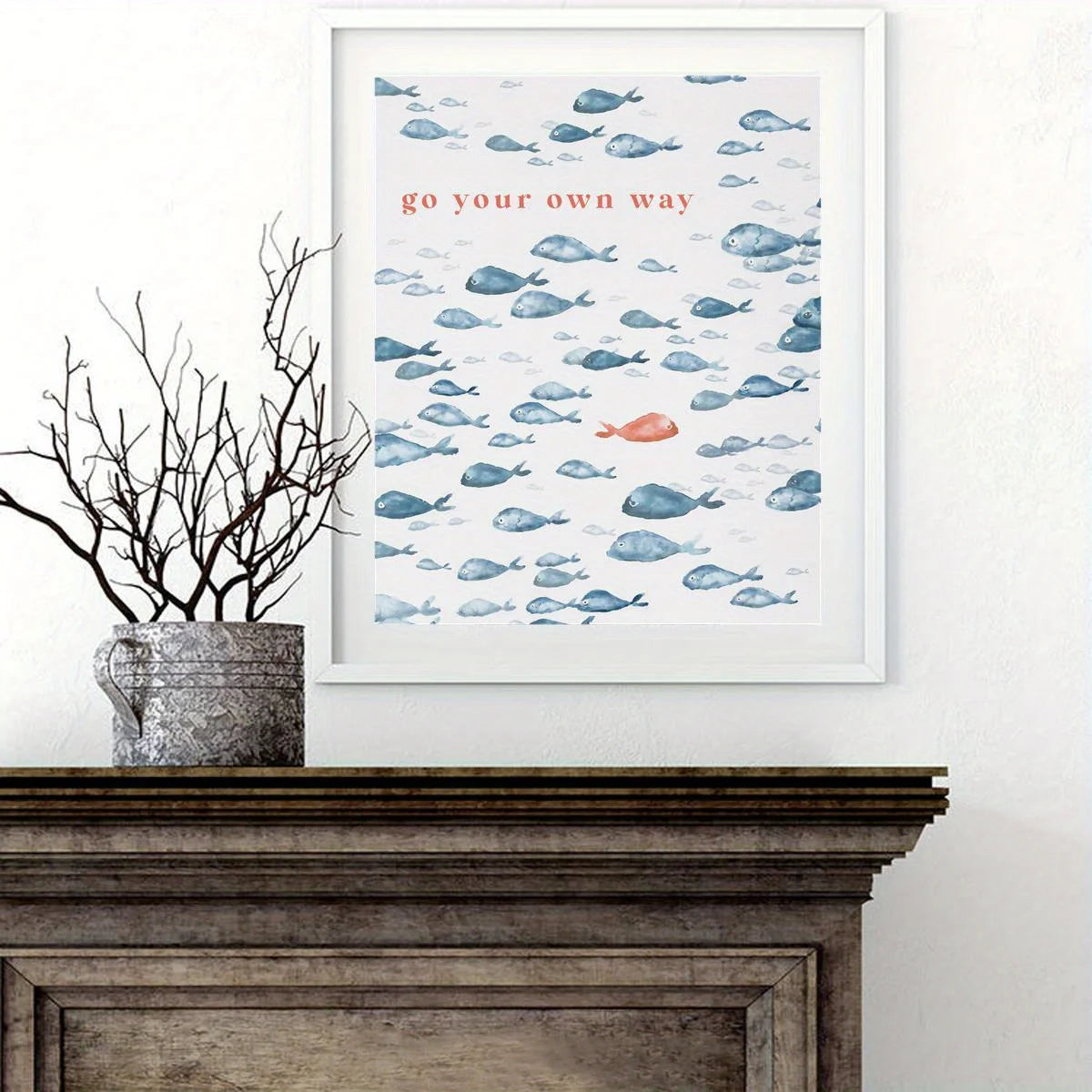frameless nautical fish pattern canvas with go your own way quote