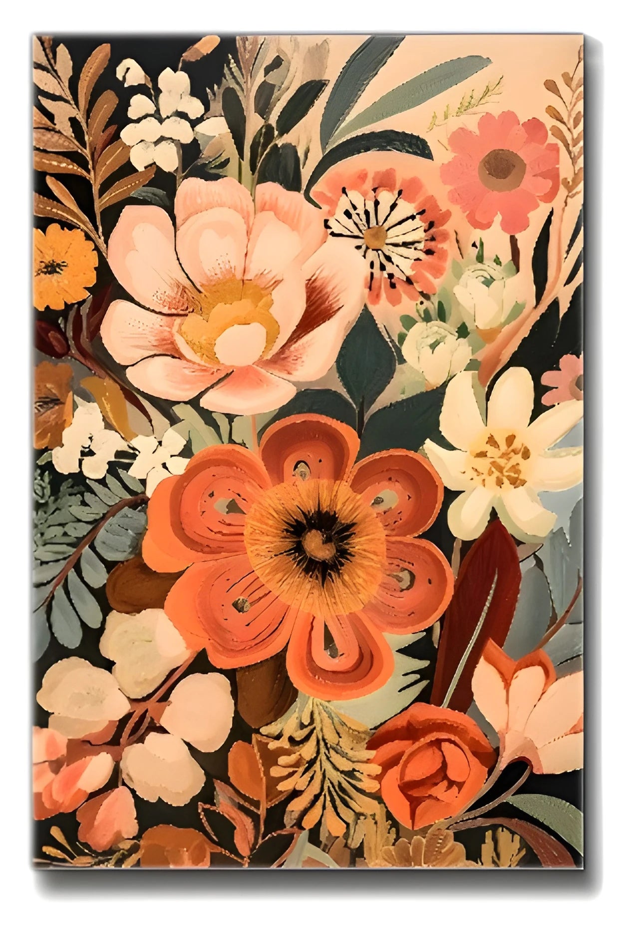 art deco floral three piece coordinated canvas set