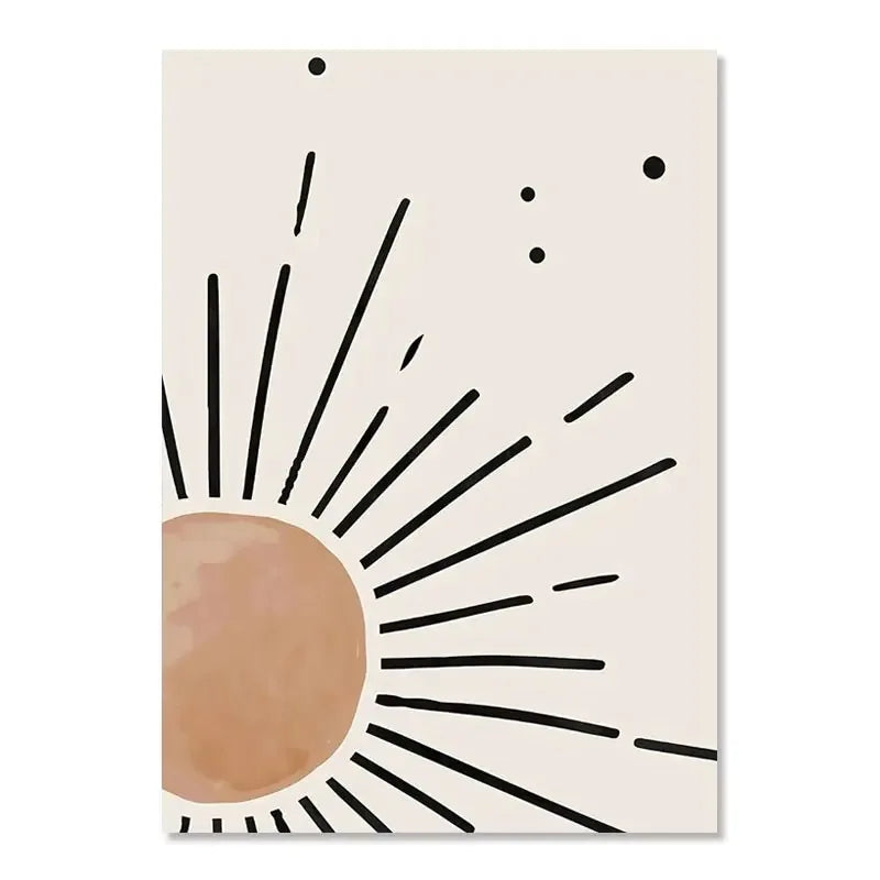 Boho Abstract Leaves & Rainbow Canvas Print