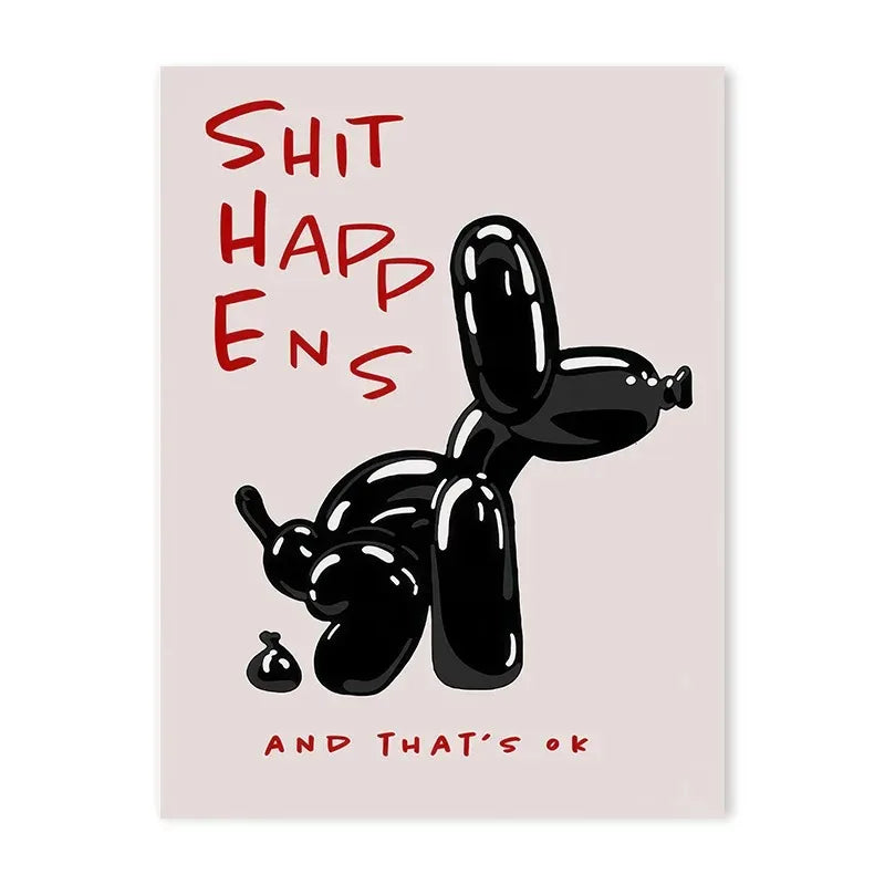 Black and Blue Balloon Dog Quote Canvas Print