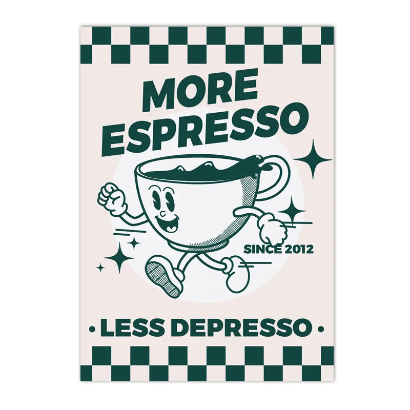 more espresso less depresso coffee quote kitchen canvas