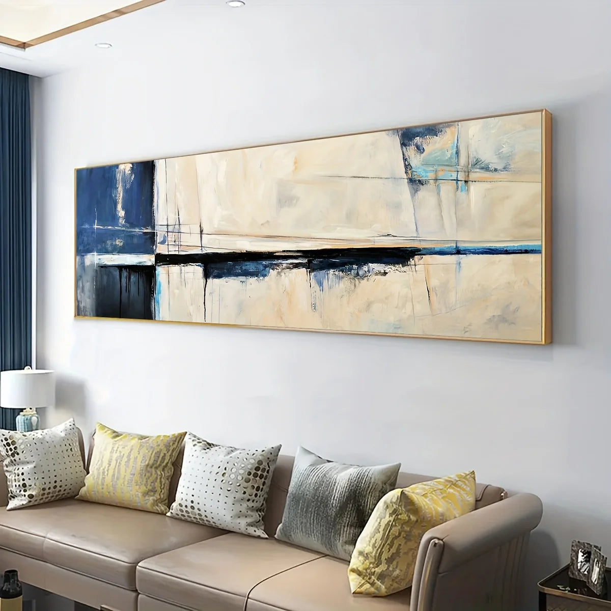 chic blue and gray abstract modern canvas print