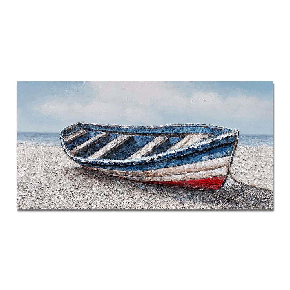 Abstract Nordic Seaside Boats Canvas