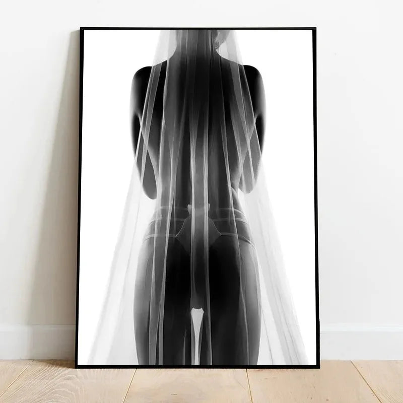 tasteful black and white nude figure canvas wall art