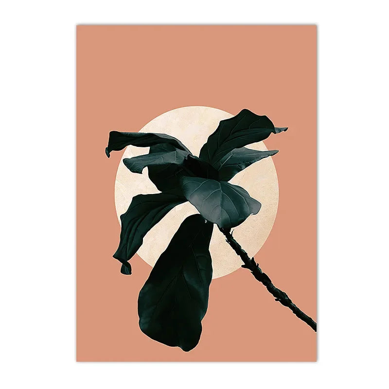 nordic minimalist abstract morning sun plant tree canvas